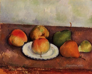  Plato Obras - Bodegón Plato y Fruta 2 Paul Cezanne